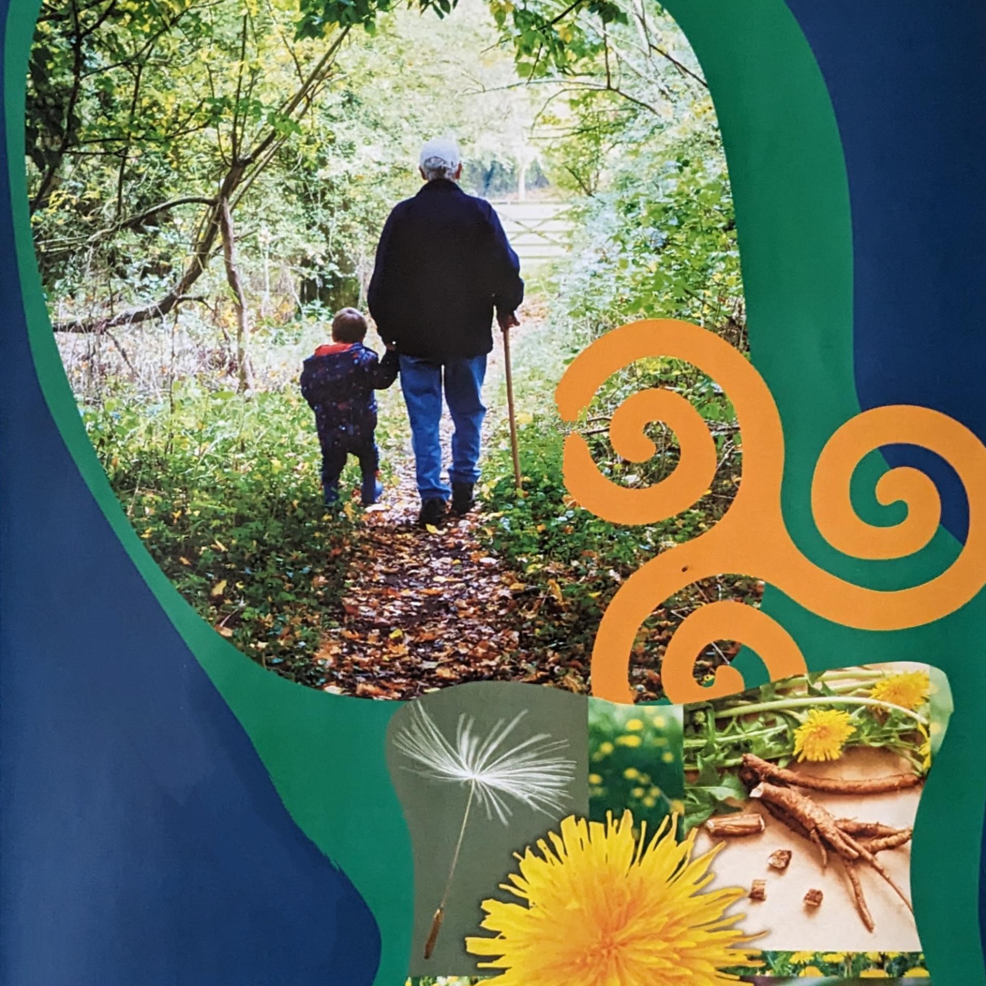 artistic image of a grand dad and grand daughter